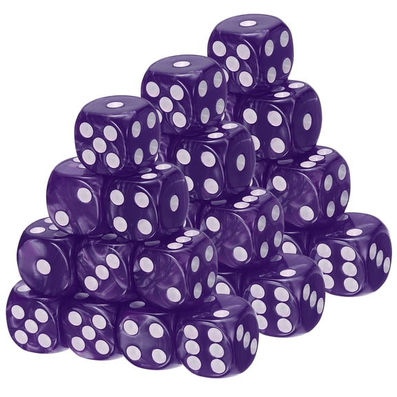 Uxcell D6 Dice 16mm Standard Game Dice, Square Acrylic 6 Sided Pearl Pattern Dice Perfect for DND Board Games, Table Game & Classroom Teaching (Purple, 30pcs)