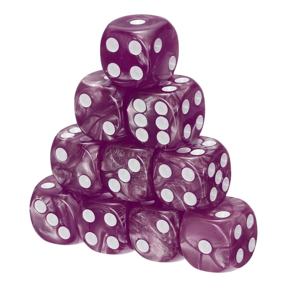 Uxcell D6 Dice 16mm Standard Game Dice, Square Acrylic 6 Sided Pearl Pattern Dice Perfect for DND Board Games, Table Game & Classroom Teaching (Purple Red, 10pcs)