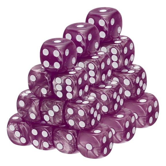 Uxcell D6 Dice 16mm Standard Game Dice, Square Acrylic 6 Sided Pearl Pattern Dice Perfect for DND Board Games, Table Game & Classroom Teaching (Purple Red, 30pcs)