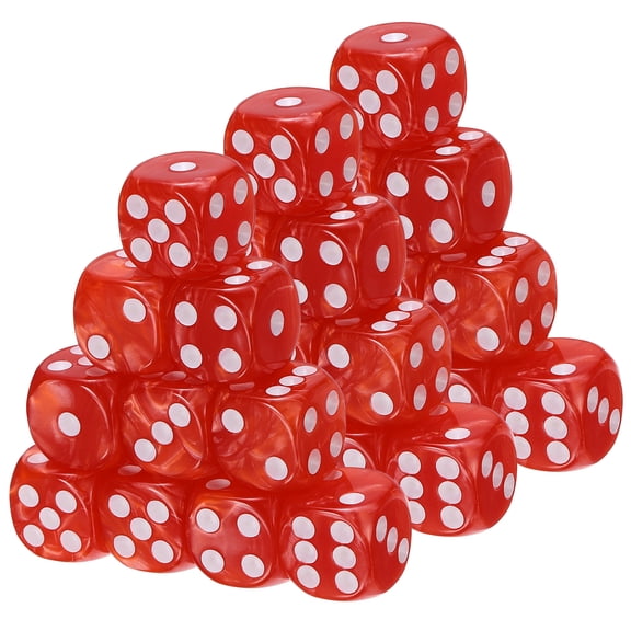 Uxcell D6 Dice 16mm Standard Game Dice, Square Acrylic 6 Sided Pearl Pattern Dice Perfect for DND Board Games, Table Game & Classroom Teaching (Red, 30pcs)