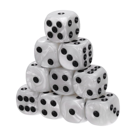 Uxcell D6 Dice 16mm Standard Game Dice, Square Acrylic 6 Sided Pearl Pattern Dice Perfect for DND Board Games, Table Game & Classroom Teaching (White, 10pcs)