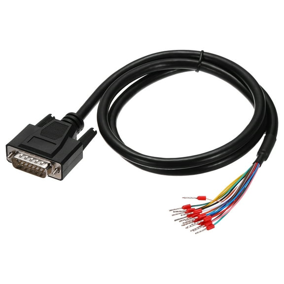 Uxcell DB15 RS232 Serial Cable, 15 Pin 26AWG DB15 Male to Bare Wire Open End with Wiring Terminals, Double Shielded for Data Communication, 3.3 ft
