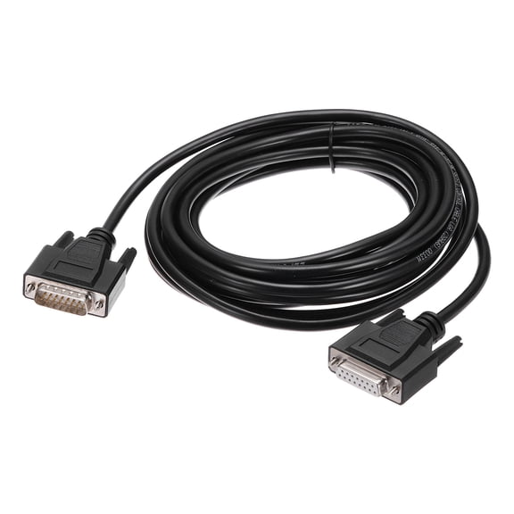 Uxcell DB15 Serial Cable, 28AWG Aluminium Foil Shielded DB15 Male to Female Straight Through Serial Cable for Data Communication, 16.4 ft