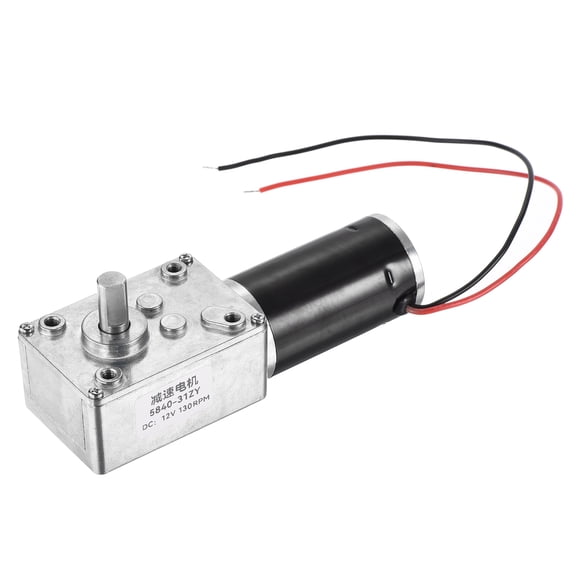 Uxcell DC 12V 130RPM Worm Geared Motor 8mm D Shaft Reduction Electric Motor Reducer High Torque Low Speed With Wire