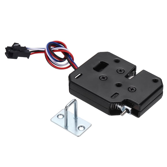 Uxcell DC 12V 2A Solenoid Cabinet Electronic Spring Lock, (63 x 50 x 13mm, Black) (1 Pcs), Electric Control Lock Suit for - Storage Drawers/Vending Machines/Mailboxes (4 Wires)