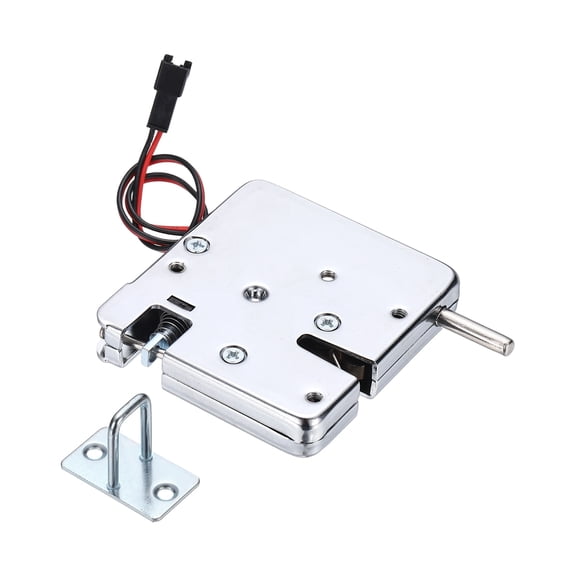 Uxcell DC 12V 2A Solenoid Cabinet Electronic Spring Lock, (65 x 70 x 13.5mm, Silver) (1 Pcs), Electric Control Lock Suit for - Storage Drawers/Vending Machines/Mailboxes (2 Wires)
