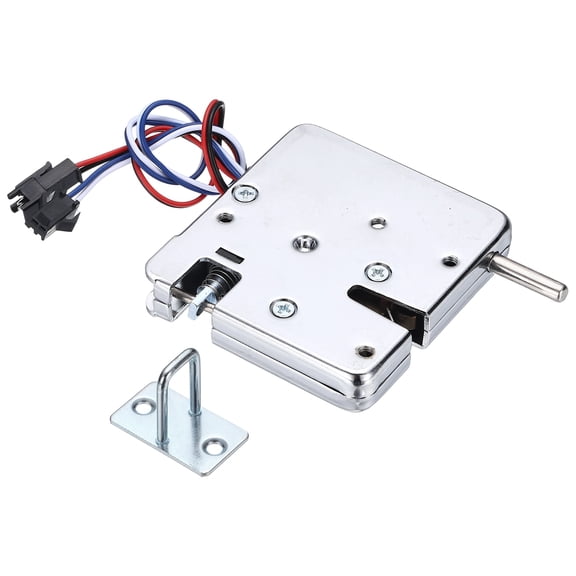 Uxcell DC 12V 2A Solenoid Cabinet Electronic Spring Lock, (65 x 70 x 13.5mm, Silver) (1 Pcs), Electric Control Lock Suit for - Storage Drawers/Vending Machines/Mailboxes (4 Wires)