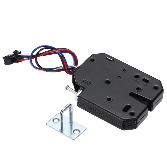 Uxcell DC 12V 2A Solenoid Cabinet Electronic Spring Lock, (73 x 58 x 13mm, Black) (1 Pcs), Electric Control Lock Suit for - Storage Drawers/Vending Machines/Mailboxes (4 Wires)