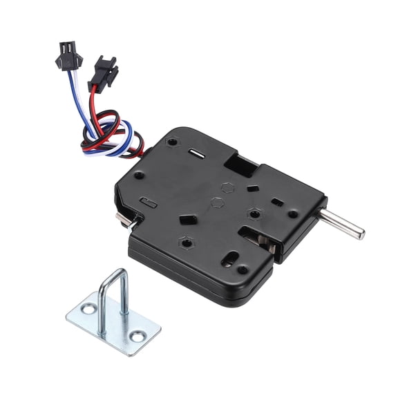 Uxcell DC 12V 2A Solenoid Cabinet Electronic Spring Lock, (73 x 66 x 13mm, Black) (1 Pcs), Electric Control Lock Suit for - Storage Drawers/Vending Machines/Mailbox (4 Wires)