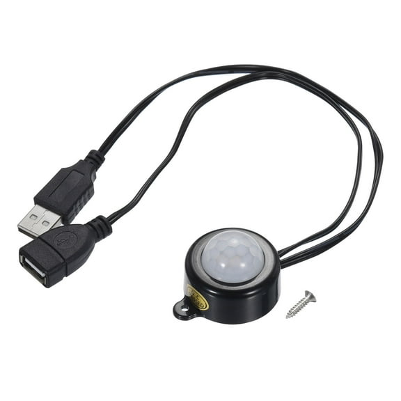 Uxcell DC 5V24V 5A PIR Motion Sensor Switch Light Sensor with USB Interface Cable for Cabinet LED Strip Light Black