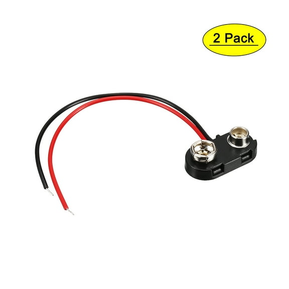 Uxcell DC 9V Battery Clip T type Connector 3.93" Long Wire 2 Pack