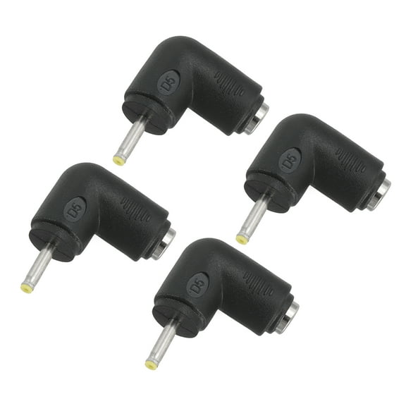 Uxcell DC Power Connector Adapter, 4 Pcs 90 Degree Angle 5.5mm x 2.1mm Female Jack to 2.5mm x 0.7mm Male Plug, Black/Yellow