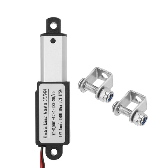 Uxcell DC12V Mini Electric Linear Actuator 0.8"(Stroke) - 188N/42.3lbs - 0.2"/s Speed IP54 Waterproof Linear Actuator W/ Brackets & Screws for Robotics, Cabinets, Home Automation