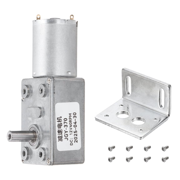 Uxcell DC12V Worm Gear Motor, 30RPM 14mm D Shaft Self-Locking High Torque Speed Reduction Gear Motor for Automotive, Home Appliances, Robotics with Bracket&Screws