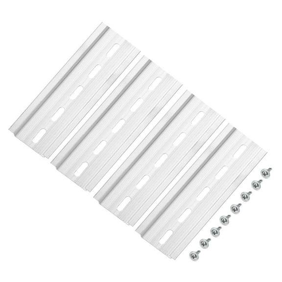Uxcell DIN Rail Slotted Aluminum Mounting Guide 4 Inch x 1.4 Inch x 0.3 Inch Silver Tone 4 Pcs
