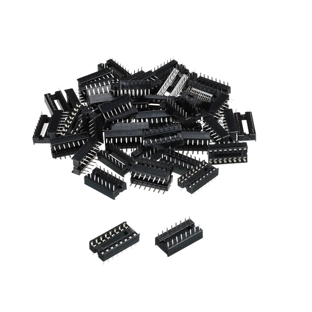 Uxcell DIP IC Chip Socket Adapter Flat Pin 16P 2.54mm Pitch IC Socket ...