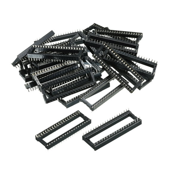 Uxcell DIP IC Chip Socket Adapter Flat Pin 40P 2.54mm Pitch 15mm IC Socket for PCB Board Chip, 30 Pack