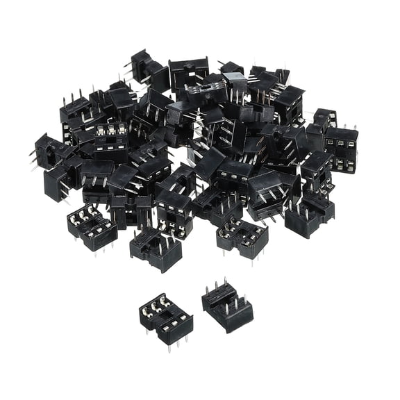 Uxcell DIP IC Chip Socket Adapter Flat Pin 6P 2.54mm Pitch IC Socket for PCB Board Chip, 30 Pack