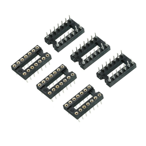 Uxcell DIP IC Chip Socket Adapter Round Pin 14P 2.54mm Pitch IC Socket for PCB Board Chip, 6 Pack