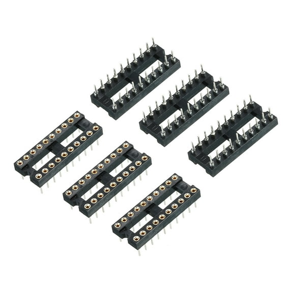 Uxcell DIP IC Chip Socket Adapter Round Pin 20P 2.54mm Pitch IC Socket for PCB Board Chip, 6 Pack