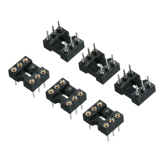Uxcell DIP IC Chip Socket Adapter Round Pin 6P 2.54mm Pitch IC Socket for PCB Board Chip, 6 Pack