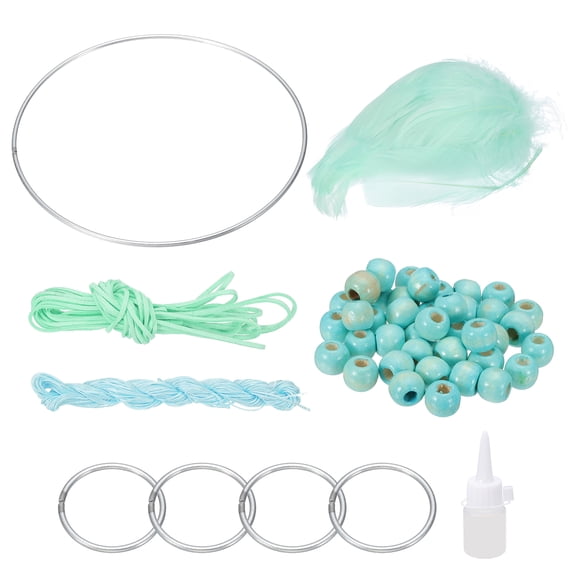 Uxcell DIY Dream Catcher, Making Dream Catcher Supplies Handmade Dream Catcher Kit Feather Crystal Beads for Wall Hanging Ornament Decor Craft, Dark Green