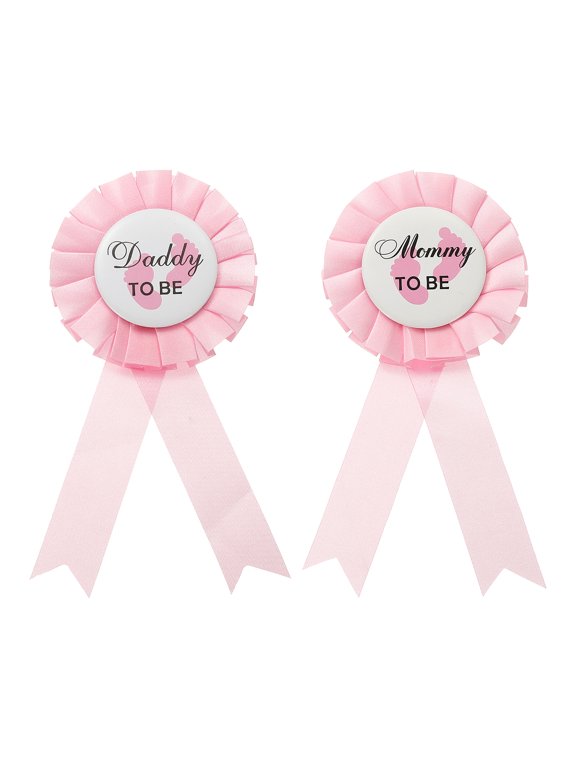 Daddy to Be & Mom to Be Tinplate Badge Pin, 1Set Gender Reveal Button Pins, Pink