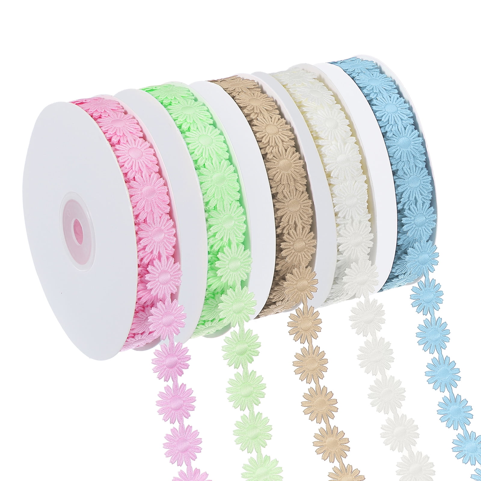 Uxcell Daisy Flower Lace Trim for DIY Crafts Sewing Embellishments Hair Band Decor, Multicolor