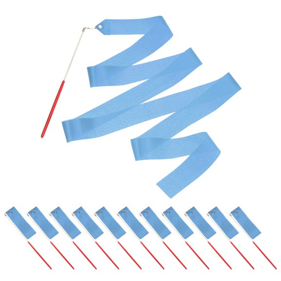 Uxcell Dance Ribbons, Gymnastics Dance Streamers with Non-Slip Wand Dance Flag Light Blue