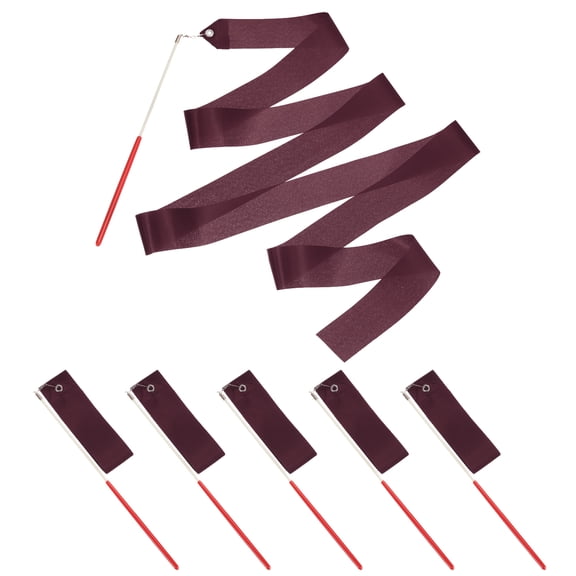 Uxcell Dance Ribbons, Gymnastics Dance Streamers with Non-Slip Wand Dance Flags Burgundy