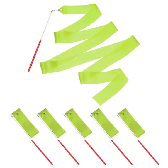 Uxcell Dance Ribbons, Gymnastics Dance Streamers with Non-Slip Wand Dance Flags Olive Green