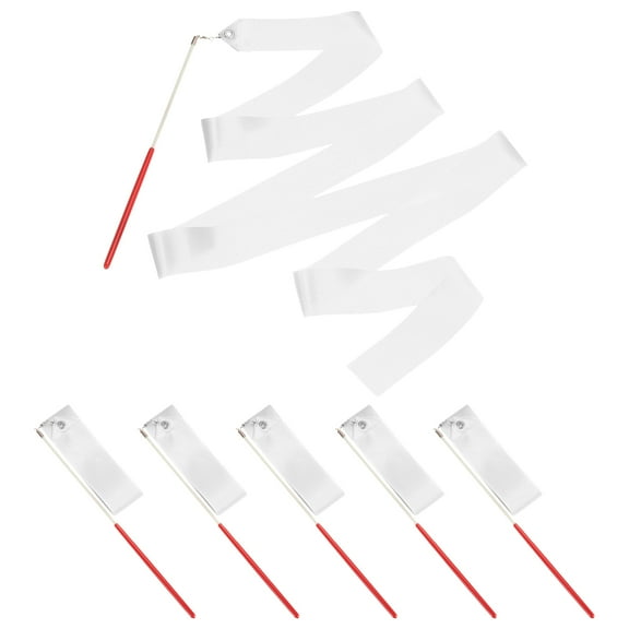 Uxcell Dance Ribbons, Gymnastics Dance Streamers with Non-Slip Wand Dance Flags White