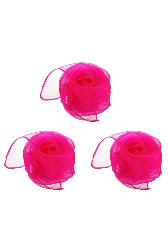 Dance Scarves, Square Juggling Scarves 28 by 28 Inches for Play Magic Music Activity Juggling Dressing, Fluorescent Red 3Pcs