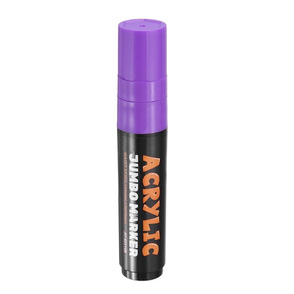 Uxcell Dark Purple Poster Markers, 1 Pcs Permanent Waterproof Markers Large Acrylic Paint Pen 15mm Felt Wide Tip on Canvas Glass Wood Ceramic Rock for Painting, Sign Graffiti Creations