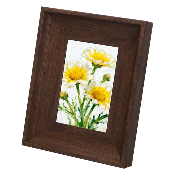 Uxcell Dark Wood Color Rectangle Photo Frame, 6.3x7.8 Inch Resin Photo Frame Tabletop Display for Pictures Certificates Home Office Decor, Suits for 8.9x12.7cm Photo