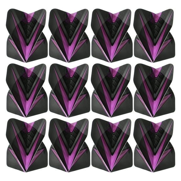 Uxcell Dart Flights, 12 Pack PET Standard Darts Accessories V Style, Black, Light Purple