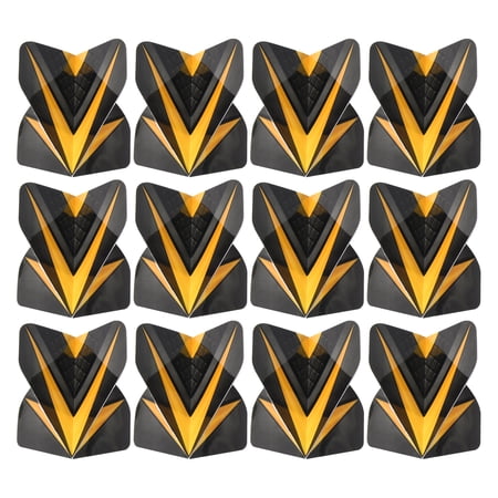 Uxcell Dart Flights, 12 Pack PET Standard Darts Accessories V Style, Black, Yellow