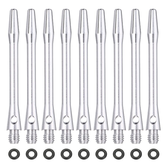 Uxcell Dart Shafts for Steel Tip, Medium 2BA Thread Aluminum Dart Shaft Set with Black Rubber Ring Replacement Accessories For (Darts Training/Sharpener), 48mm & 30 Set & Silver