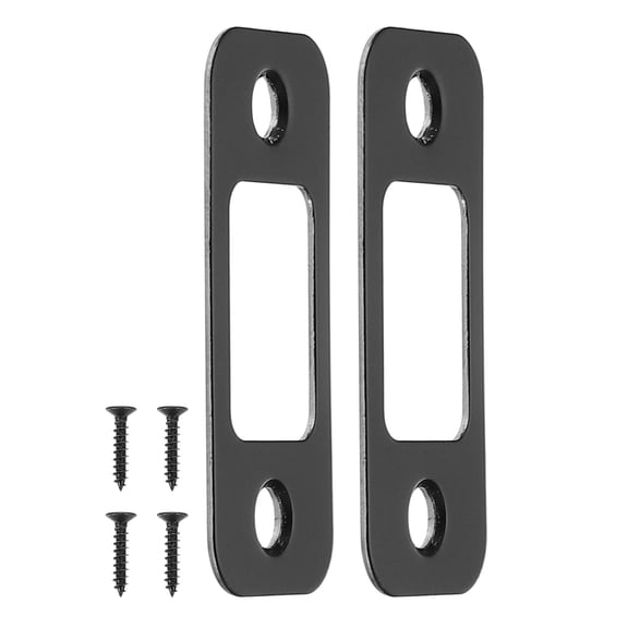 Uxcell Deadbolt Strike Plate, Round Corner Door Backplate Latch Strike Black
