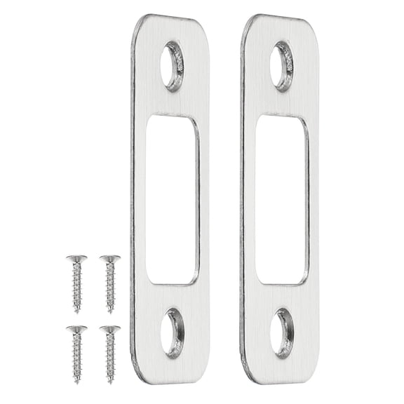 Uxcell Deadbolt Strike Plate, Round Corner Door Backplate Latch Strike Silver