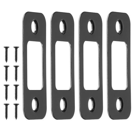 Uxcell Deadbolt Strike Plate, Round Corner Door Backplate Latch Strike with Screws Black