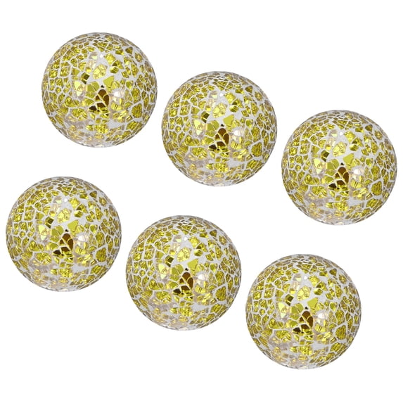 Uxcell Decorative Ball for Bowls, 2.4 Inch Mosaic Glass Decorative Bowl Fillers Gold