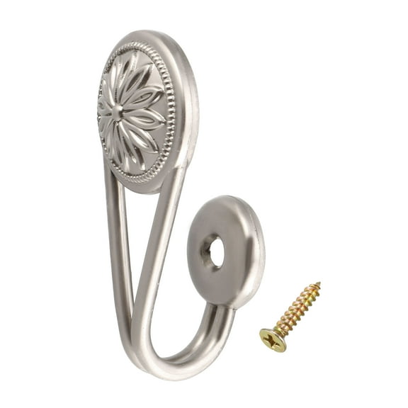 Uxcell Decorative Curtain Drapery Holdback Wall Mounted Hook for Window 2.64" x 1.18" x 1.34" Silver Tone 2 Pack