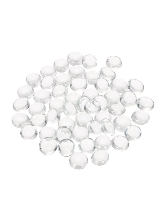 Decorative Flat Glass Marbles 0.47 inch-0.55 inch Rock Vase Filler for Fish Tank Clear 50 Pcs