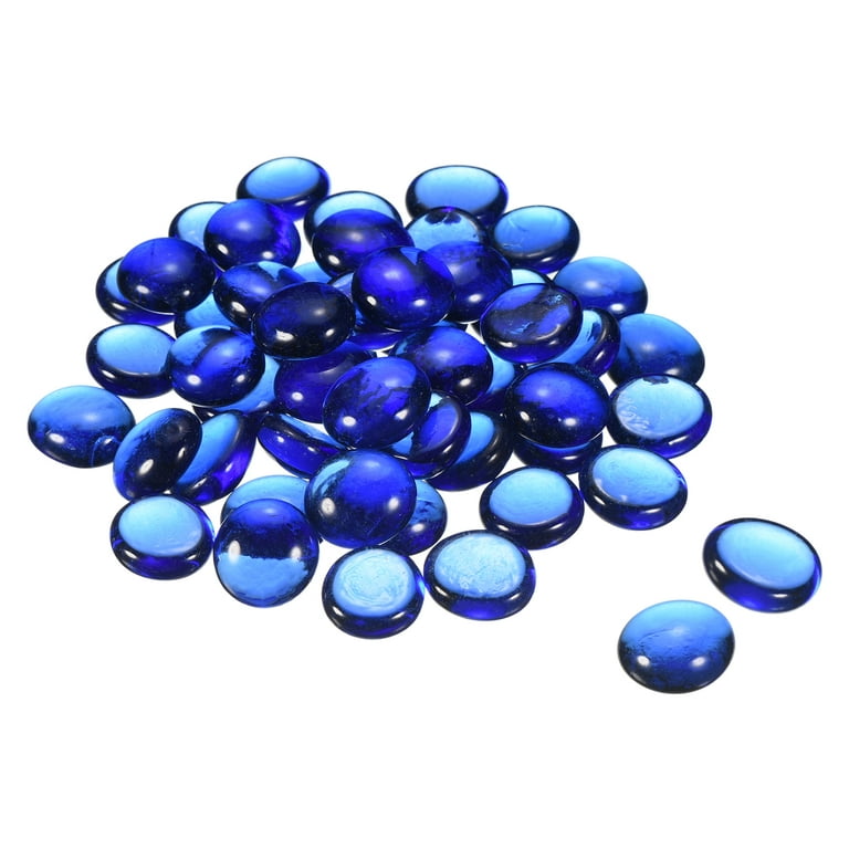 Uxcell Decorative Flat Glass Marbles 17-19mm Rock Vase Filler Petal Blue  for Fish Tank Table Scatter Decor, 50 Pcs