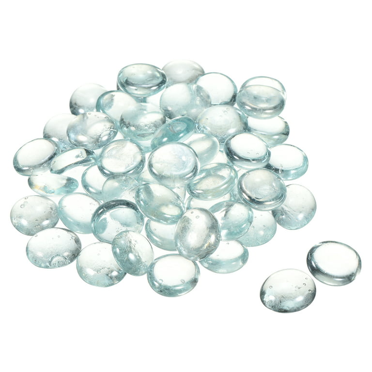 Uxcell Decorative Flat Glass Marbles 17-19mm Rock Vase Filler Blue for Fish  Tank Table Scatter Decor, 50 Pcs