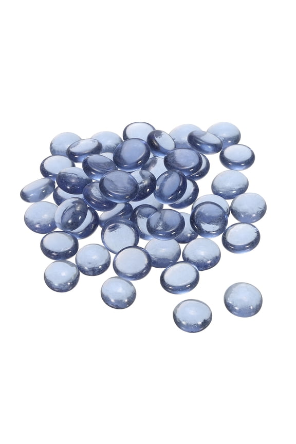Decorative Flat Glass Marbles 17-19mm Rock Vase Filler Gray for Fish Tank Table Scatter Decor, 50Pcs