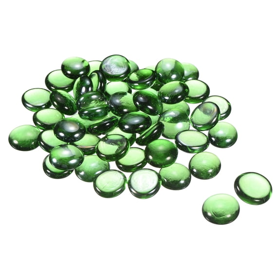 Uxcell Decorative Flat Glass Marbles 0.67''-0.75'' Rock Vase Filler Green for Fish Tank Table Scatter Decor 100 Pcs