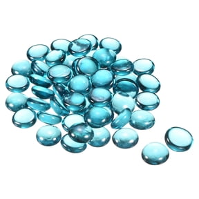 Uxcell Decorative Flat Glass Marbles 0.67''-0.75'' Rock Vase Filler Light Blue for Fish Tank Table Scatter Decor 50 Pcs