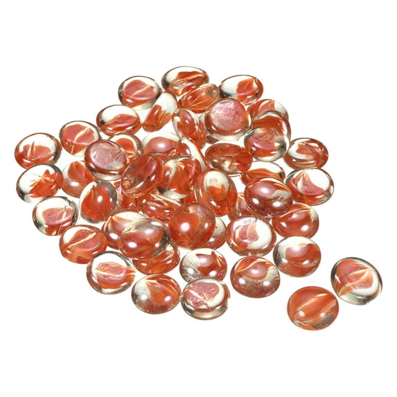 Uxcell Decorative Flat Glass Marbles 17-19mm Rock Vase Filler Petal Orange for Fish Tank Table Scatter Decor, 50 Pcs